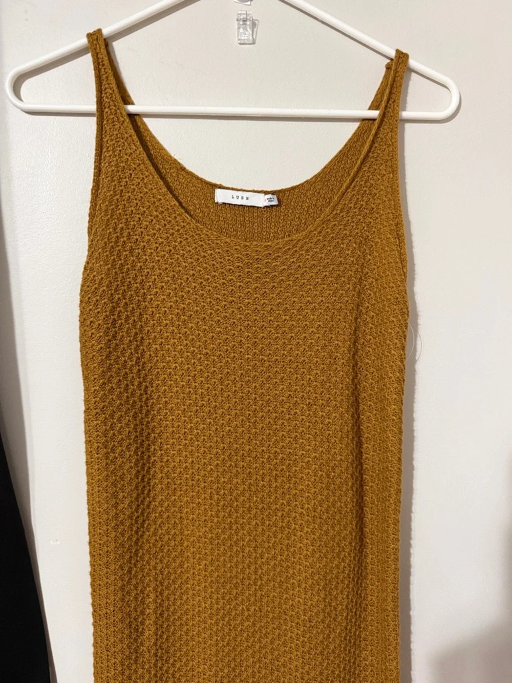 Lush Mustard Fringe Knit Maxi Dress - Picture 3 of 5